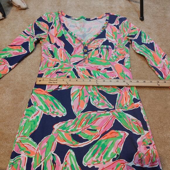 Lilly Pulitzer Size Extra Small XS 100% Pima Cotton Palmetta Dress Vias Print - Picture 9 of 11